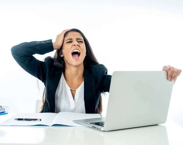 Overwhelmed Desperate Attractive Businesswoman Too Much Work Can Handle Anymore — Stock Photo, Image