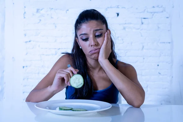 Portrait Young Attractive Woman Feeling Sad Bored Diet Wanting Eat — Stock Photo, Image