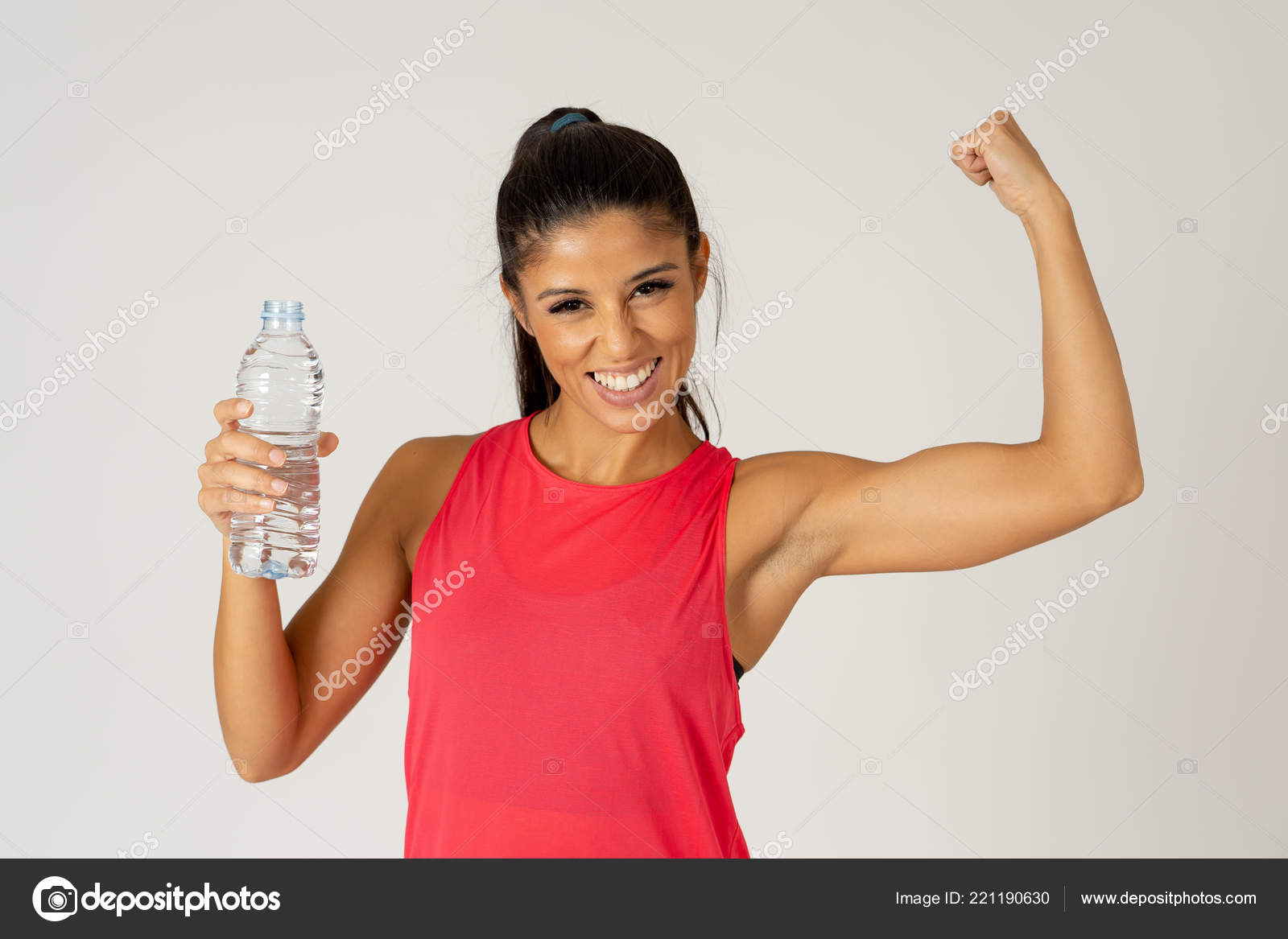 Fitness Young Woman Athlete Water Bottle Exercise Hydration