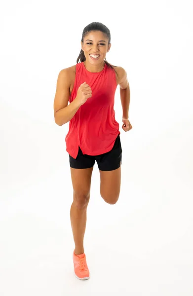 Joven Atractiva Mujer Latina Feliz Ropa Deportiva Con Hermosa Sonrisa — Foto de Stock