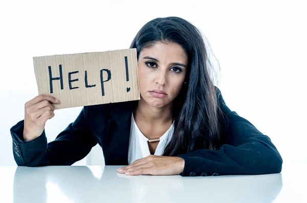 Jonge Mooie Latijns Zakenvrouw Overweldigd Moe Houden Van Een Help — Stockfoto