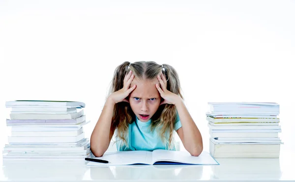 Θυμωμένος Κοριτσάκι Μια Αρνητική Στάση Προς Την Κατεύθυνση Σπουδών Και — Φωτογραφία Αρχείου