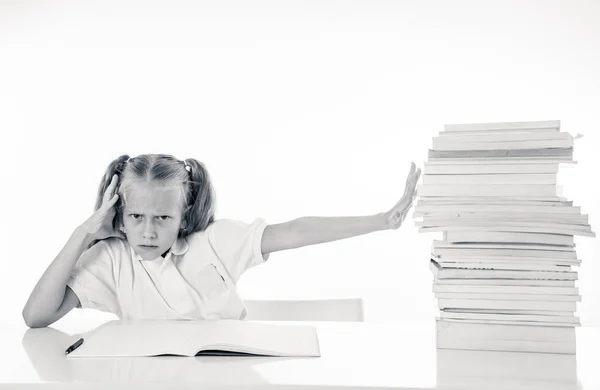 Menina Impressionada Com Uma Atitude Negativa Relação Aos Estudos Escola — Fotografia de Stock