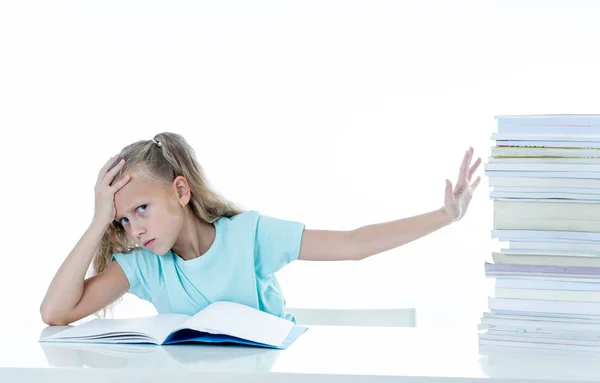 Menina Irritada Com Uma Atitude Negativa Relação Aos Estudos Escola — Fotografia de Stock