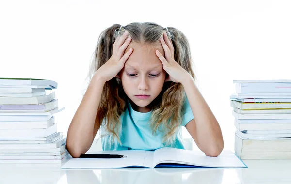 Beautiful School Girl Trying Study Having Too Many Homework Driving Stock Image