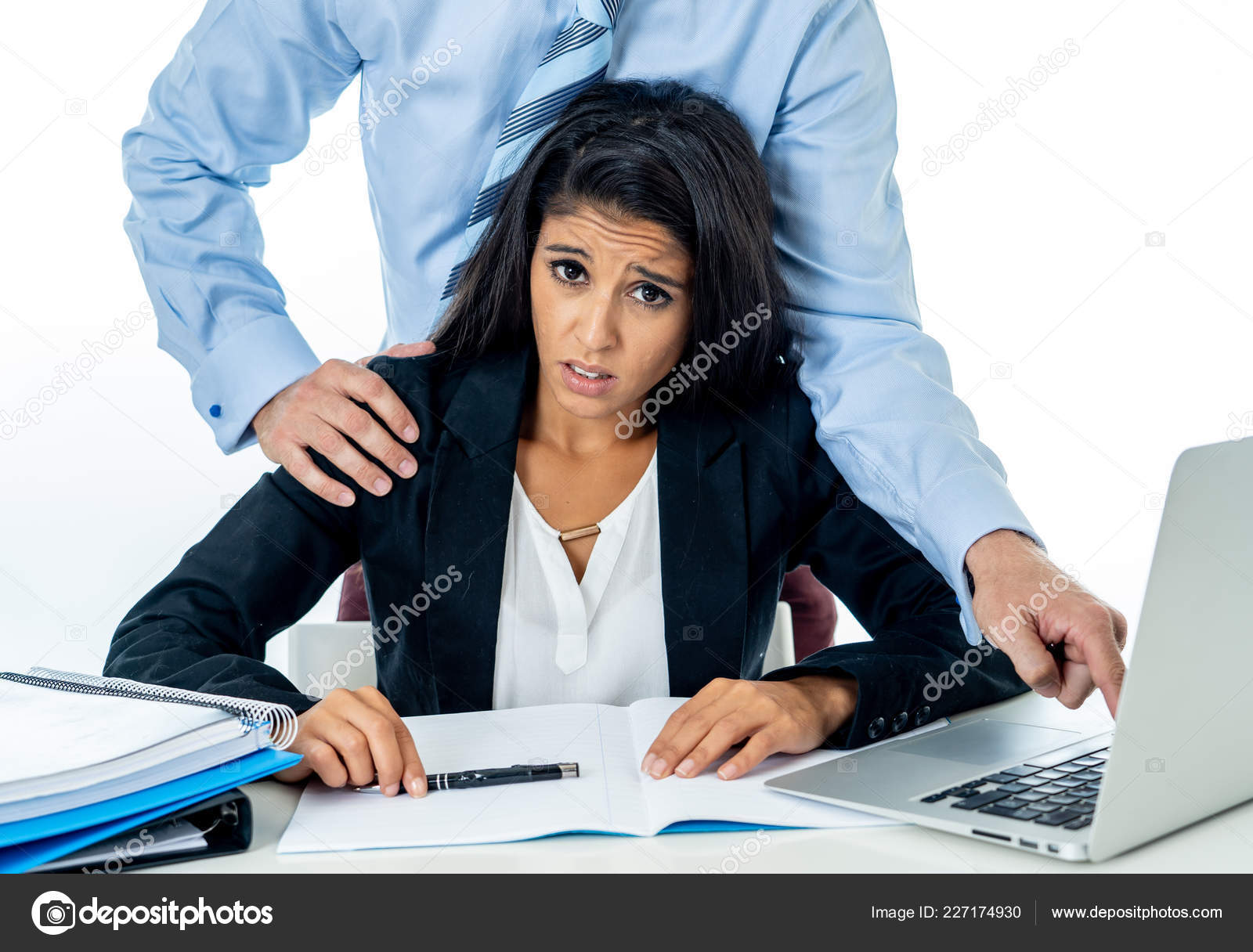 Uncomfortable Scared Woman Being Harass Her Boss Office Sexual Harassment  Stock Photo by ©sbartsmediagmail.com 227174930