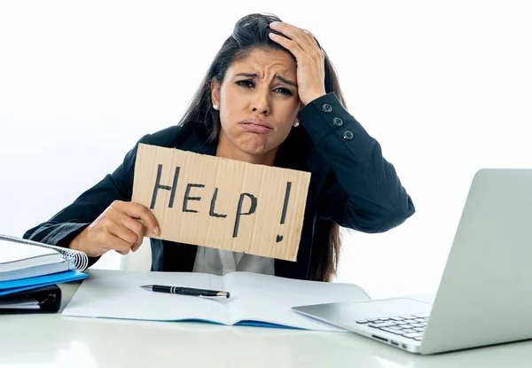 Junge Attraktive Geschäftsfrau Die Computer Laptop Arbeitet Leidet Unter Stress — Stockfoto