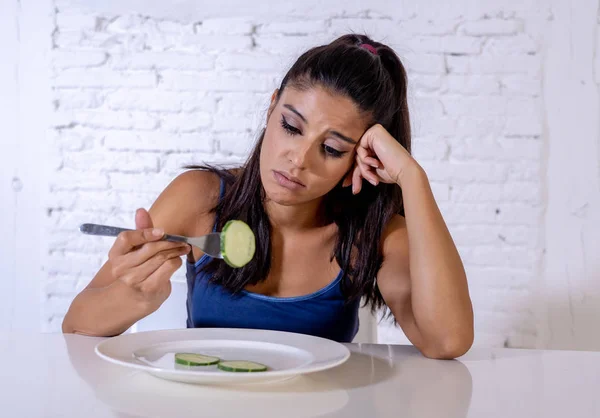 Portrait Young Attractive Woman Feeling Sad Bored Diet Wanting Eat — Stock Photo, Image