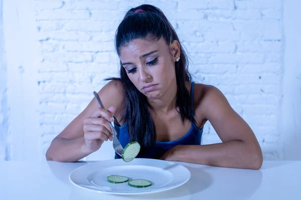 Retrato Mujer Atractiva Joven Sentirse Triste Aburrido Con Dieta Querer — Foto de Stock