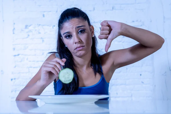 Portrait Young Attractive Woman Feeling Sad Bored Diet Wanting Eat — Stock Photo, Image