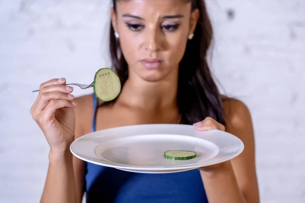 Retrato Mujer Atractiva Joven Sentirse Triste Aburrido Con Dieta Querer — Foto de Stock