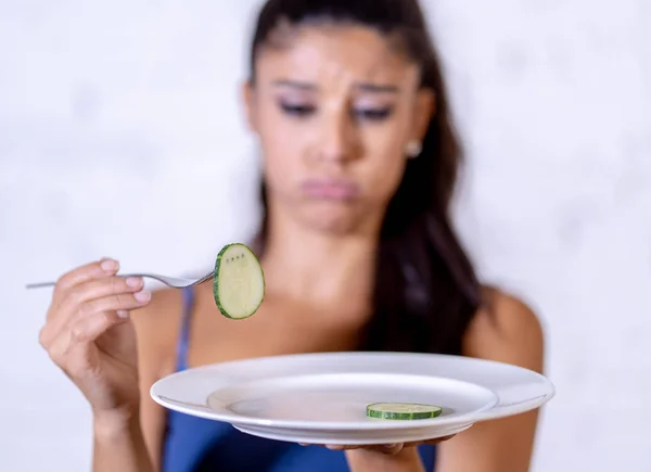 Retrato Mujer Atractiva Joven Sentirse Triste Aburrido Con Dieta Querer — Foto de Stock