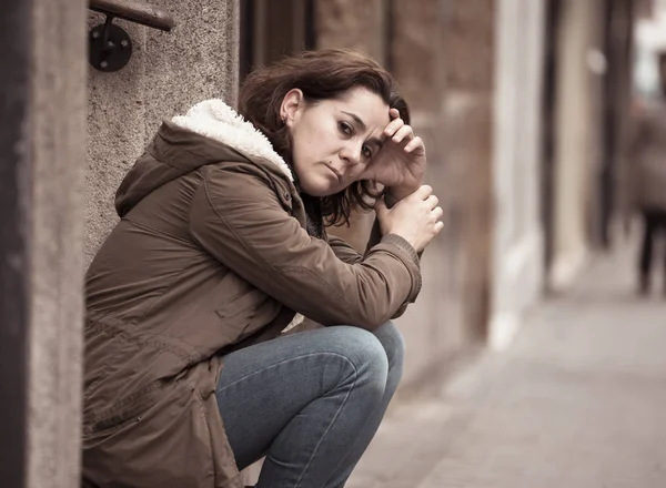 Attraktive Frau Die Depressionen Leidet Und Traurig Unglücklich Herzgebrochen Und — Stockfoto