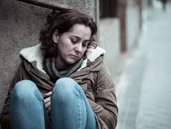 Vonzó Szenved Depresszióban Fakivágás Szomorú Boldogtalan Szívű Magányos Város Városi — Stock Fotó