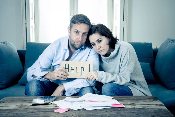 Stressed Young Couple Accounting Home Finance Paying Bills Mortgage Bank — Stock Photo, Image