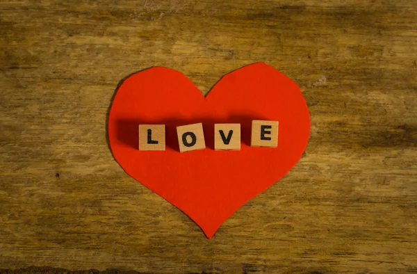 Love Concept Saint Valentines Day Card Word Love Wood Blocks — стоковое фото