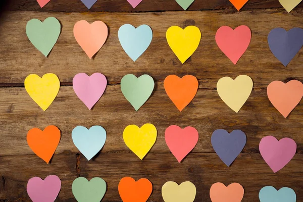 Colorful Hearts Wooden Vintage Background Happy Saint Valentines Day Theme — Stock Photo, Image