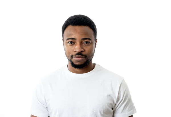 Portrait Attractive Confident African American Young Man Looking Neutral Relaxed — Stock Photo, Image