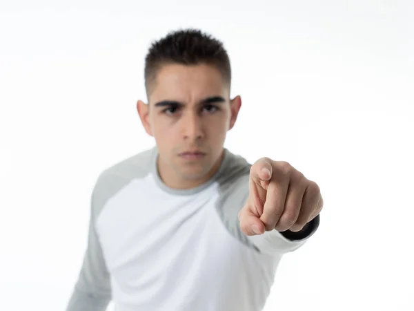 Portrait Angry Upset Young Man Looking Furious Aggressive Crazy People — Stock Photo, Image