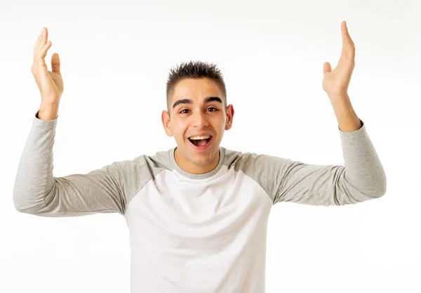 Retrato Joven Que Celebra Alcanzar Objetivo Ganar Lotería Tener Gran —  Fotos de Stock