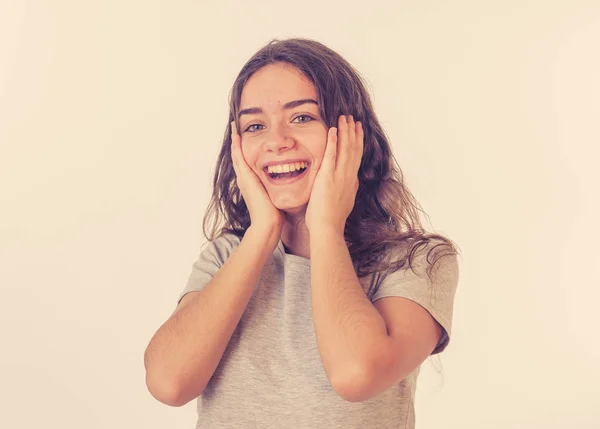 Retrato Hermosa Chica Sorprendida Celebrando Victoria Teniendo Gran Éxito Con —  Fotos de Stock