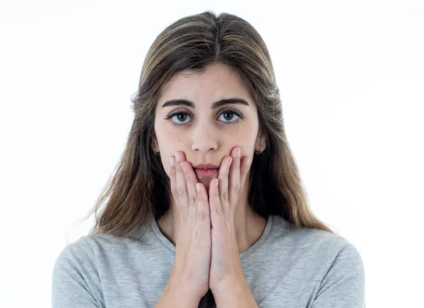 Joven Mujer Triste Seria Preocupada Que Conmocionada Preocupada Sentir Dolor — Foto de Stock