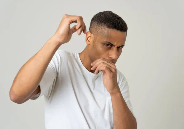 Portrait Beau Jeune Homme Afro Américain État Choc Avec Une — Photo