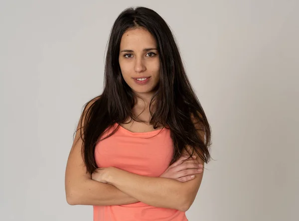 Close Retrato Jovem Bela Mulher Latina Com Rosto Feliz Belo — Fotografia de Stock