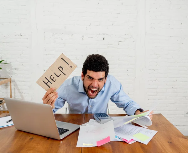 Young Overwhelmed Entrepreneur Needing Help Paying Debts Bills Small Business — Stock Photo, Image