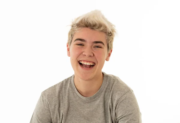 Retrato Guapo Joven Transgénero Adolescente Con Una Hermosa Sonrisa Ojos —  Fotos de Stock