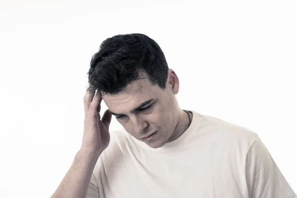 Ritratto Ravvicinato Attraente Triste Uomo Depresso Che Soffre Depressione Provare — Foto Stock
