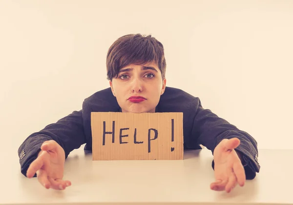 Beautiful smart single mother working woman feeling overwhelmed and desperate asking for help feeling frustrated and upset isolated in white background. Psychological Stress in working women concept.