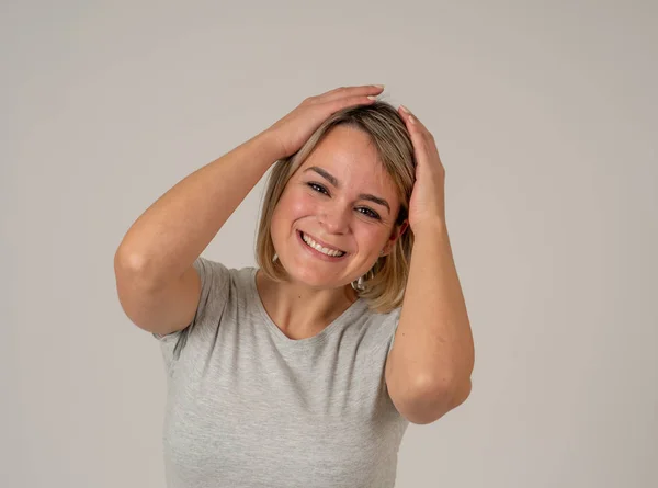 Porträt Einer Schönen Schockierten Frau Die Lotto Gewinnt Oder Mit — Stockfoto