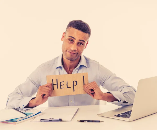 Desperat Ung Attraktiv Affärsman Som Arbetar Dator Laptop Lidande Stress — Stockfoto