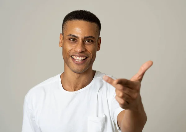 Close Portrait Handsome African American Man Surprised Shocked Face Attractive — Stock Photo, Image