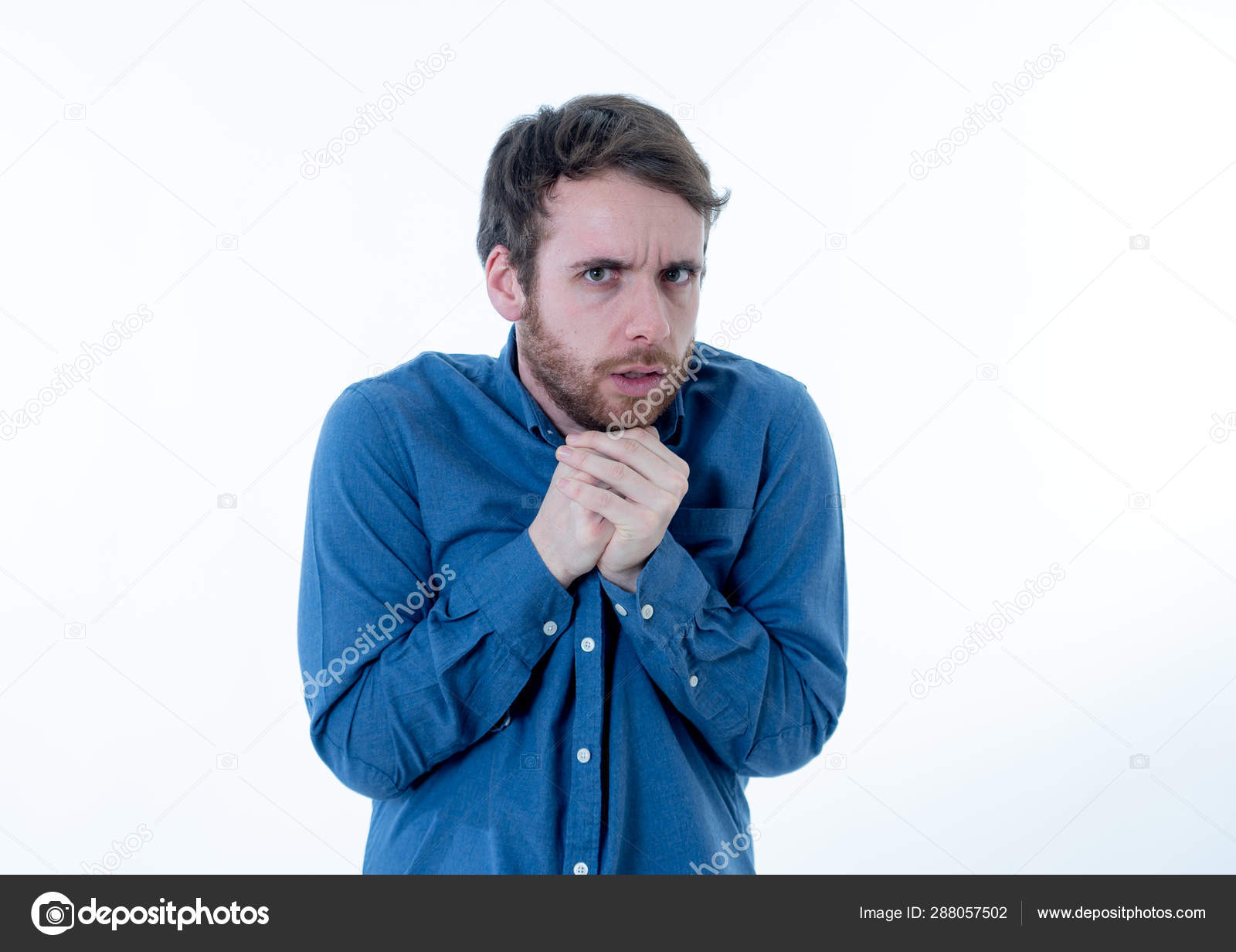 scared man face. Stock Photo