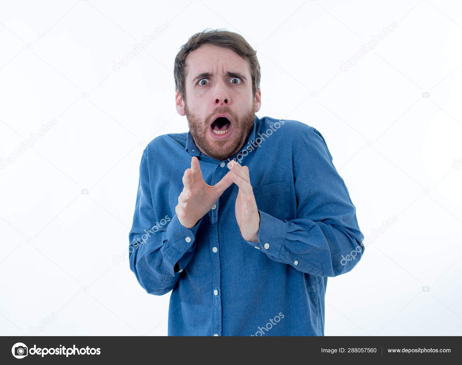 scared man face. Stock Photo