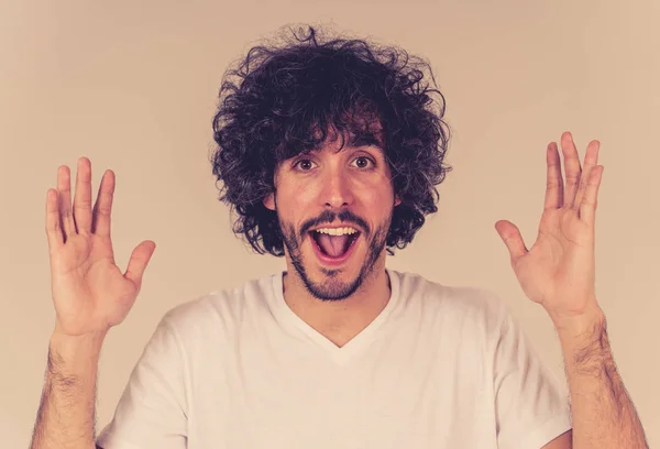 Retrato Modelo Jovem Atraente Com Rosto Feliz Belo Sorriso Estilo — Fotografia de Stock