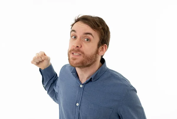 Annoyed Young Bearded Man Angry Face Looking Mad Furious Feeling — Stock Photo, Image