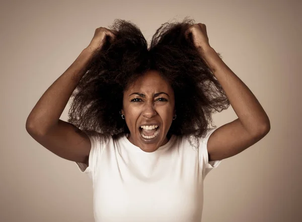 Retrato Frustrada Mujer Afroamericana Con Cara Enojada Estresada Pareces Loco — Foto de Stock