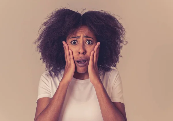 Portrét Frustrované Africké Americké Ženy Rozzlobené Vystresovaný Tváří Vypadáš Šíleně — Stock fotografie