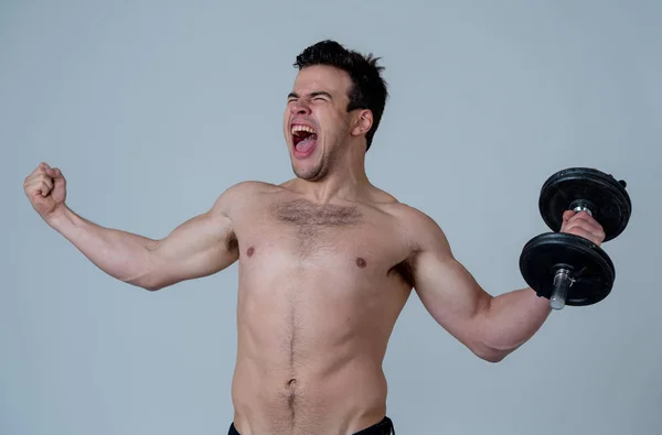 Porträtt Unga Muskulös Byggd Atlet Man Tränar Gör Övningar Och — Stockfoto