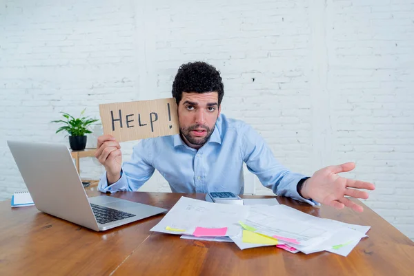 Young Overwhelmed Entrepreneur Needing Help Paying Debts Bills Small Business — Stock Photo, Image