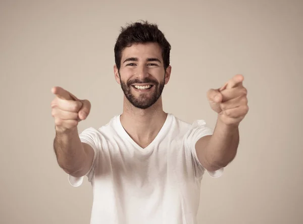 Portrait Young Happy Excited Man Winning Lottery Celebrating Goal Having — Stock Photo, Image