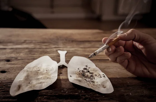 Imagem Estilo Publicitário Tabaco Câncer Pulmão Aviso Médico Parar Fumar — Fotografia de Stock