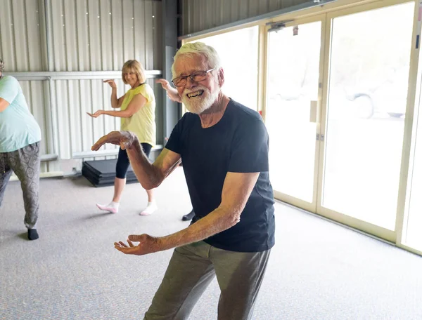 Group Seniors Tai Chi Class Exercising Active Retirement Lifestyle Mental — Stock Photo, Image