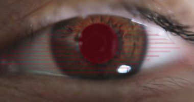 Makro göz. Kırmızı lazer tarayıcı.