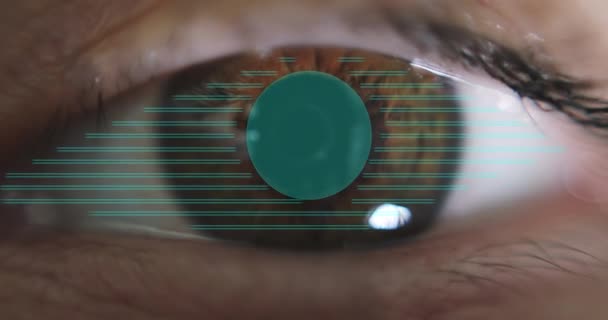 Macro eye. Blue laser eyes scanner. — Stock Video