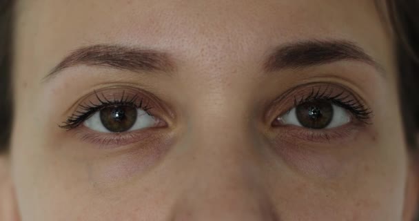 Escáner de ojos láser azul o verde determina la autenticidad de la retina . — Vídeo de stock