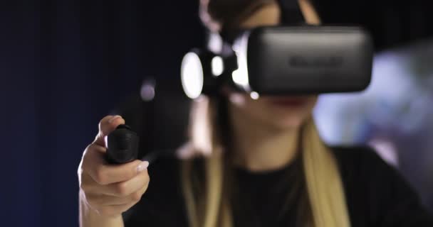 Close-up of a virtual reality glasses control panel. — Stock Video